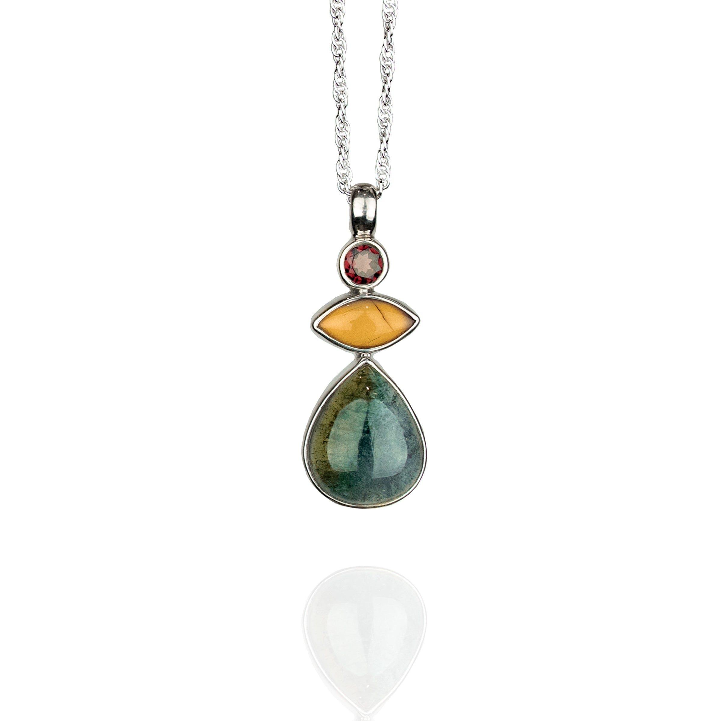 Tourmaline With Amber And Garnet Necklace | Blossom & Sky